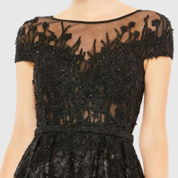 $798 Mac Duggal 20405 Size 10 Black Floral Embroidery Formal Gown Ballgown Dress - Picture 4 of 5